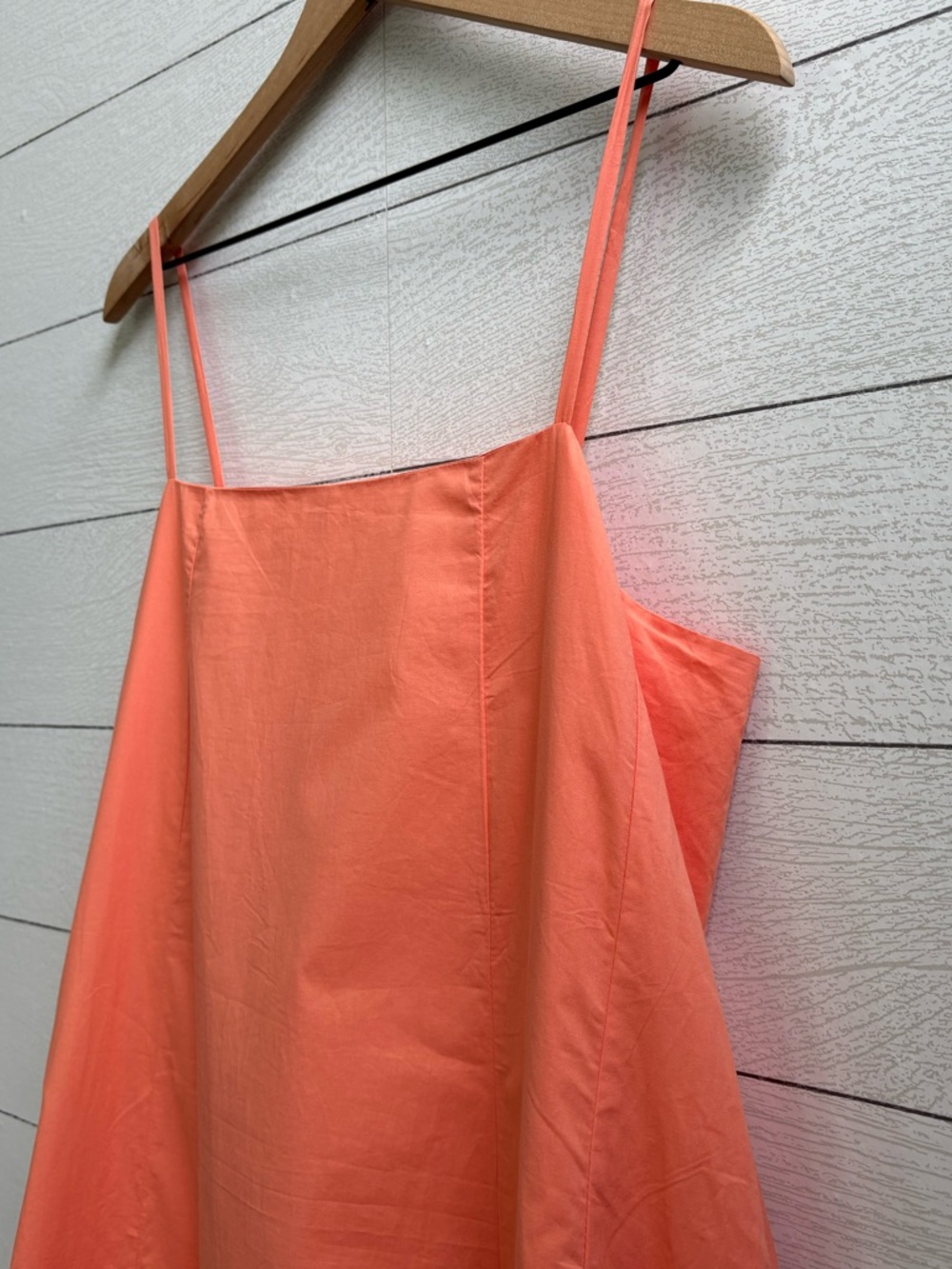 Anthropologie Self Contrast Bare Sleeveless Barrel Cotton Midi Dress Coral M - Picture 9 of 16